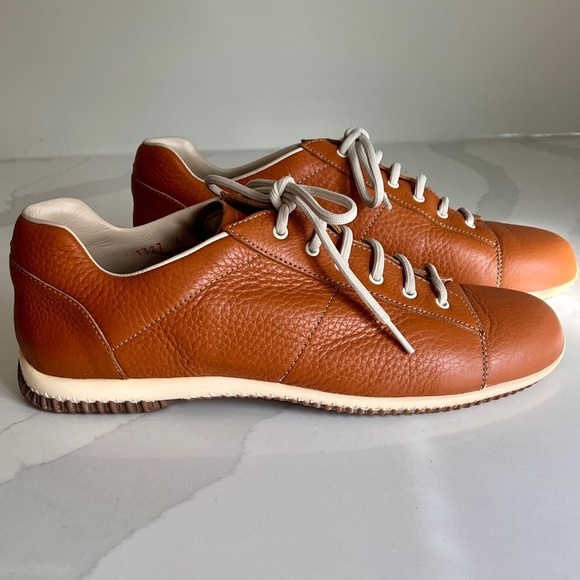 PRADA Men's Daino Calzature Donna Tan Leather Sneakers Size 9.5 (Authenticated) - Picture 4 of 16